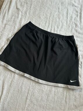 Nike Black Athletic Shorts with Gray Logo Print